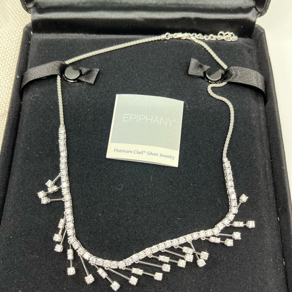 Vintage Epiphany Diamonique Sterling Silver Necklace 16-18" Adjustable - Picture 13 of 16